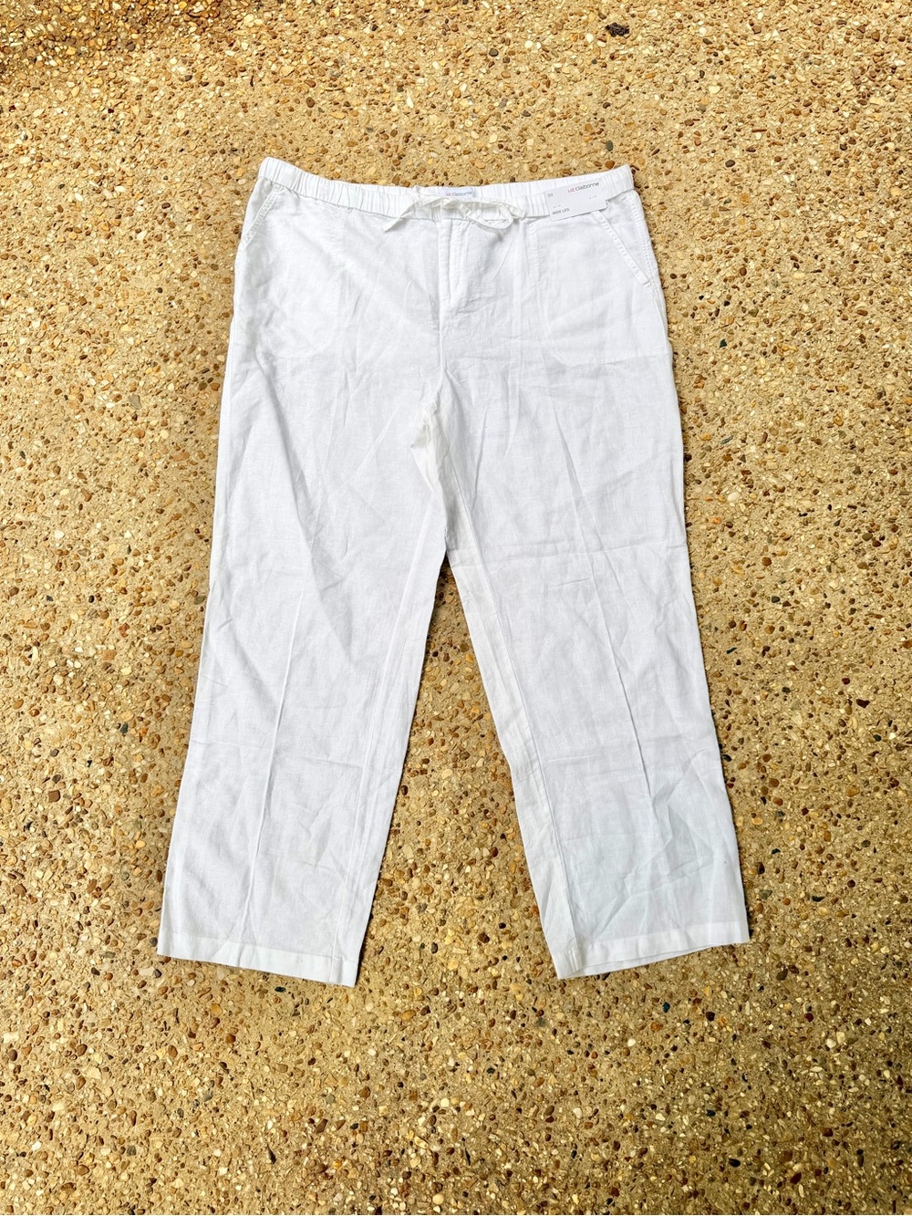 NWT Liz Claiborne White Linen Blend Wide Leg Pants Size 0X